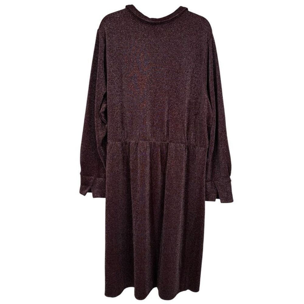 Lane Bryant Lurex Faux-Wrap Collar Midi Dress Deep Cranberry Size 30/32 NWT - Picture 9 of 11